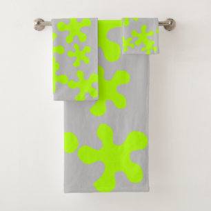 neon green slime grey fun kids bath towel set