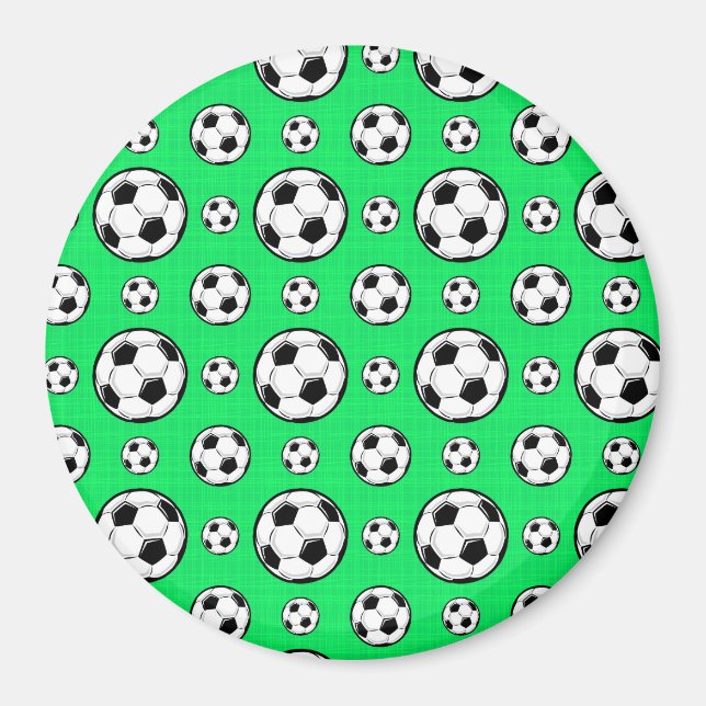 Neon Green Soccer Ball Pattern Magnet (Front)