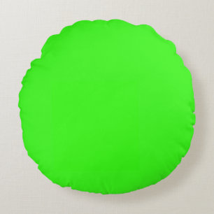 Neon Green Solid Color Round Cushion