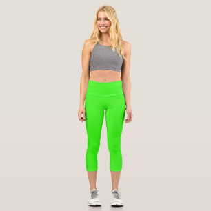 Neon Green Solid Colour  Capri Leggings