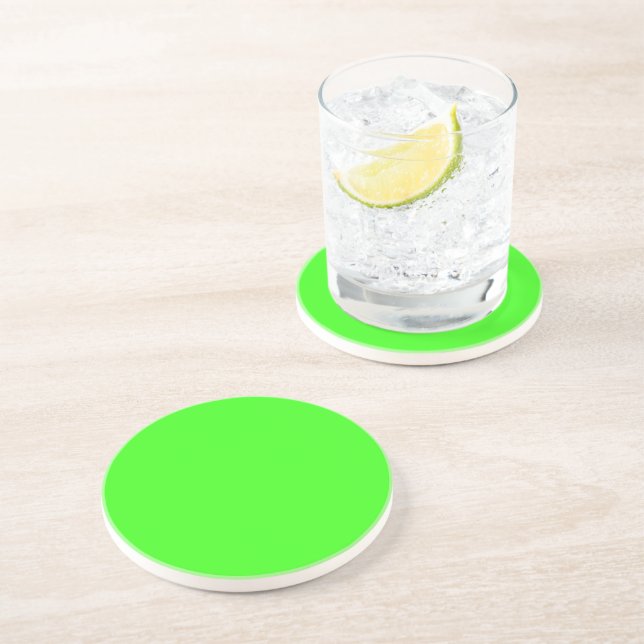Neon Green Solid Colour | Classic Coaster (Side)