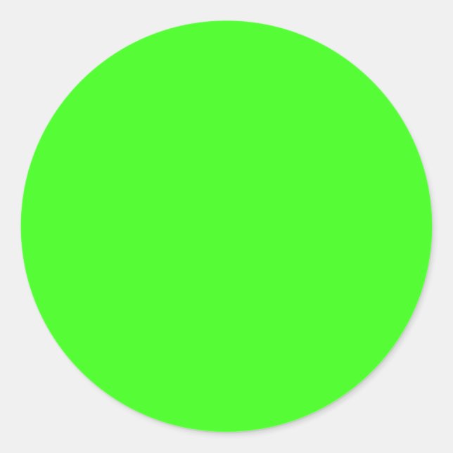 Neon Green Solid Colour Classic Round Sticker (Front)