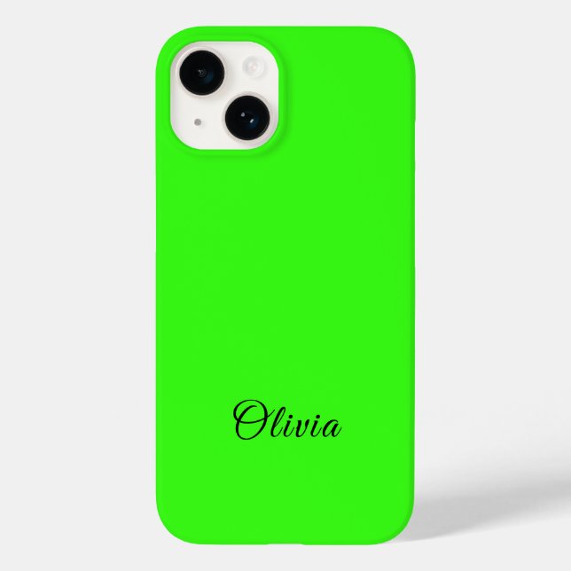Neon Green Solid Colour Custom Name Case-Mate iPhone Case (Back)
