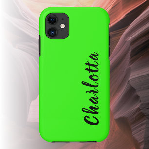 Neon Green Solid Colour Custom Personalise iPhone 11 Case