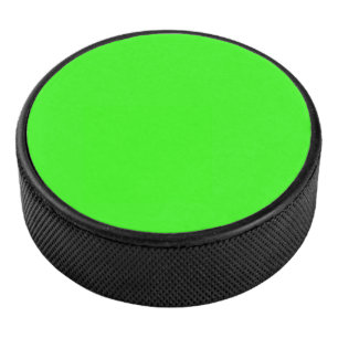 Neon Green Solid Colour  Hockey Puck