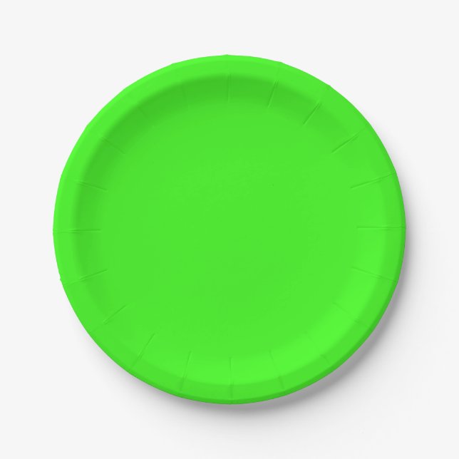 Neon Green Solid Colour Paper Plate (Front)