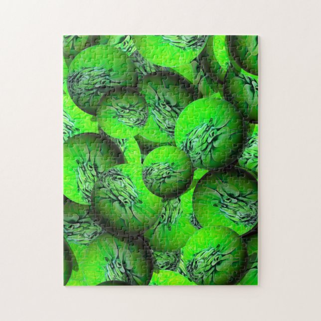Neon green spheres in 3D optics     Jigsaw Puzzle (Vertical)