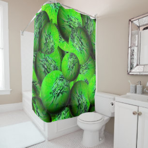 Neon green spheres in 3D optics   Shower Curtain