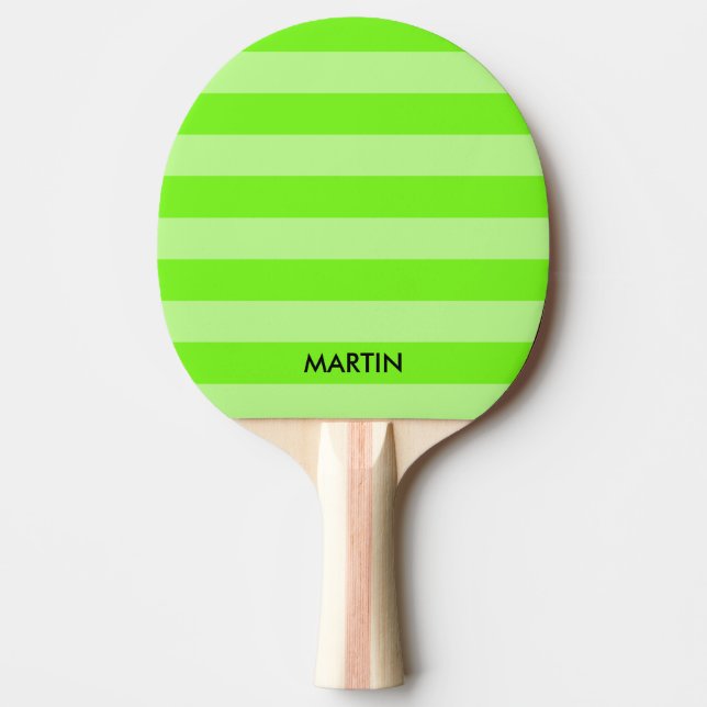 Neon green stripe table tennis ping pong paddle (Front)