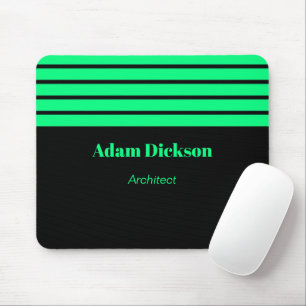 Neon green stripes black mouse mat