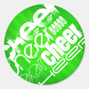 Neon Green Stripes Classic Round Sticker