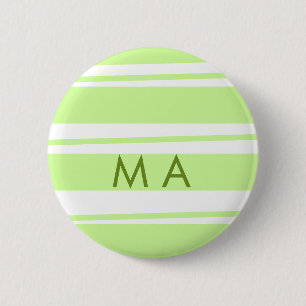 Neon green stripes Greek pattern letter monogram 6 Cm Round Badge