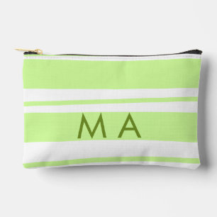 Neon green stripes Greek pattern letter monogram Accessory Pouch