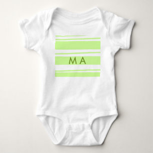 Neon green stripes Greek pattern letter monogram Baby Bodysuit