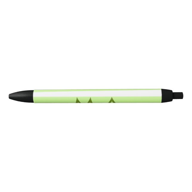 Neon green  stripes Greek pattern letter monogram  Black Ink Pen (Front)