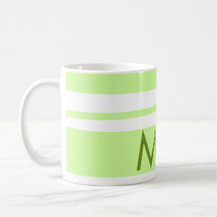 Neon green  stripes Greek pattern letter monogram  Coffee Mug