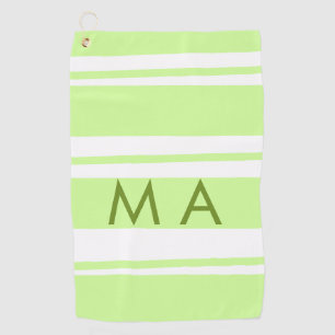 Neon green stripes Greek pattern letter monogram Golf Towel