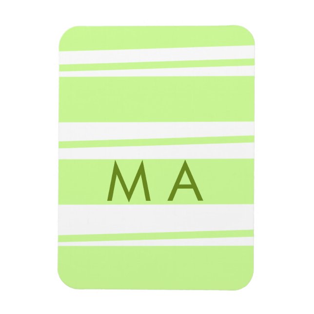 Neon green  stripes Greek pattern letter monogram  Magnet (Vertical)