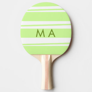 Neon green  stripes Greek pattern letter monogram  Ping Pong Paddle