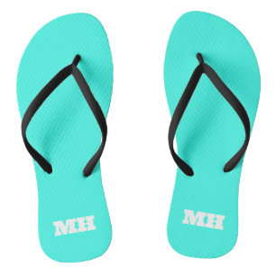 Neon Green Turquoise Monogram Colour Bright Flip Flops
