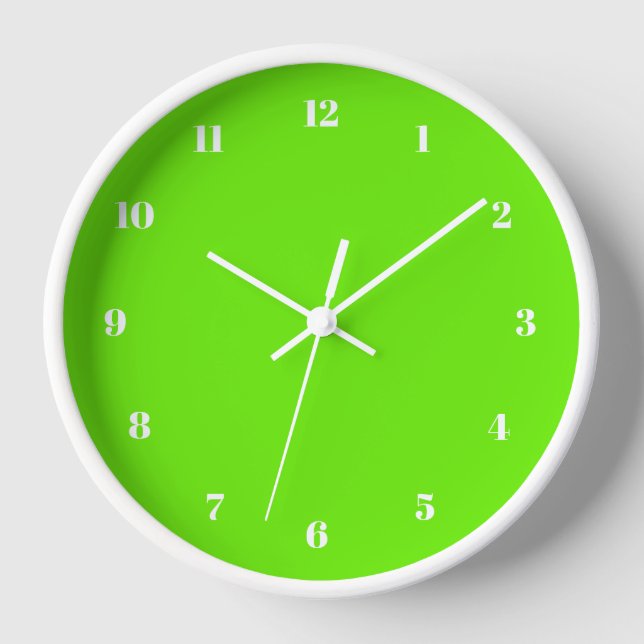 Neon Green Wall Clock Custom - Choose Colours (Front)