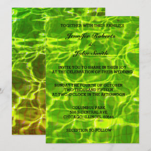 Neon Green Wedding Water Abstract Artistic Bright Invitation
