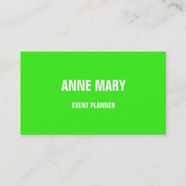 Neon Green White Bright Colourful Weddings Events  Business Card (Front)