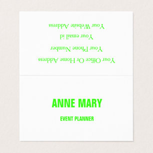 Neon Green White Custom Colour Wedding Event Trend Business Card