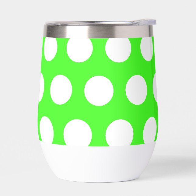 Neon Green White Large Polka Dots (Left)