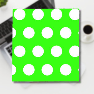 Neon Green White Large Polka Dots Notepad