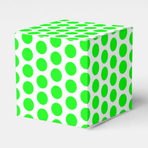 neon green white snow snowflakes, polka dots gift favour box