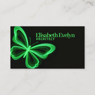 Neon Green Wings: Futuristic Business Card Art