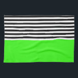 Neon Green With Black and White Stripes Tea Towel<br><div class="desc">Neon Green With Black and White Stripes</div>