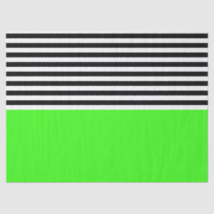 Neon Green With Black and White Stripes Tissue Paper