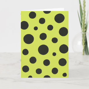 Neon Green with Black Polka Dots Watercolor Card