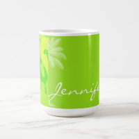 Neon Green Yellow Camo; Tropical Palm Tree