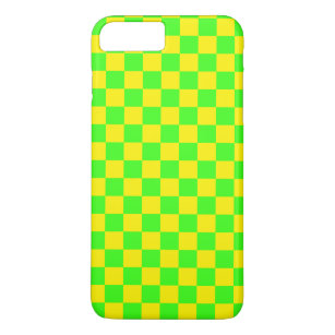 Neon Green Yellow Chequered Chequerboard Vintage Case-Mate iPhone Case