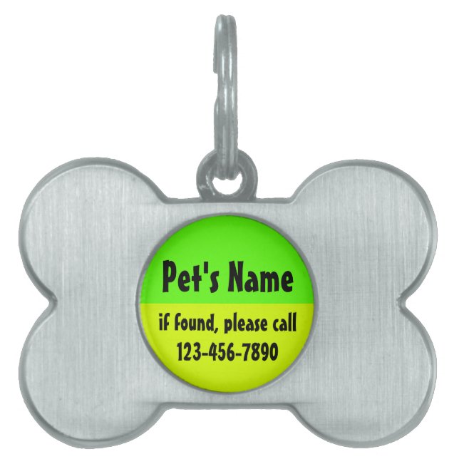 Neon Green/Yellow Custom Pet Safety Tag (Front)