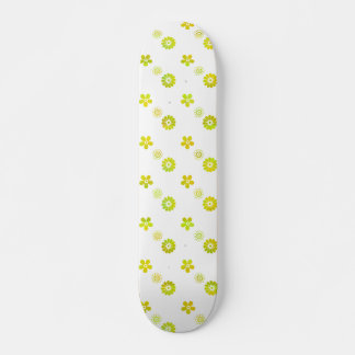 Neon Green Yellow Flower Cutouts White Skateboard