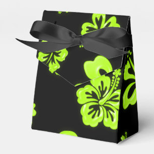 Neon Green Yellow Hibiscus Flower Party Favour Box