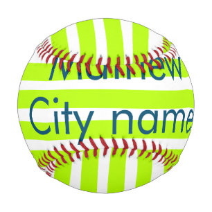 Neon green yellow retro stripes add name cityplace baseball