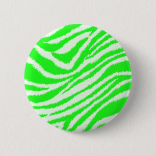 Neon Green Zebra Pattern 6 Cm Round Badge