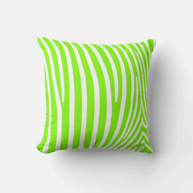 Neon Green Zebra Pattern Cushion (Front)