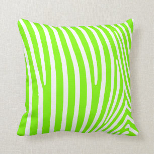 Neon Green Zebra Pattern Cushion
