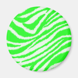 Neon Green Zebra Pattern Magnet