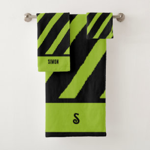 Neon Green Zebra Print Towel