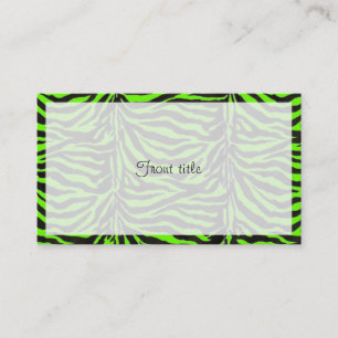 Neon Green Zebra Skin Texture Background Business Card
