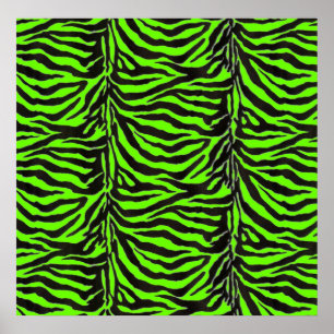 Neon Green Zebra Skin Texture Background Poster