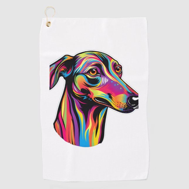 Neon Greyhound   Golf Towel (Front)