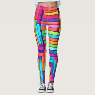Neon Grid - Colourful Abstract Mosaic Leggings